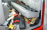 duha or du-ha under the seat storage organizer and gun case for pickup trucks.